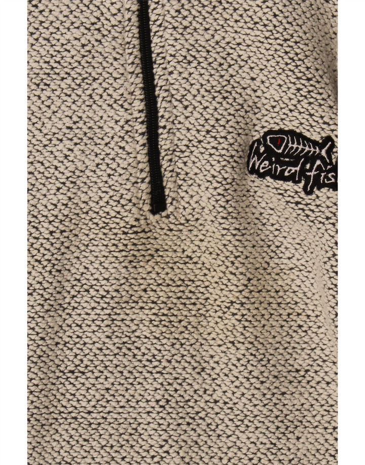 Weird Fish Sweat-Shirt Col Zippé Homme Gris Moyen Moucheté Coton