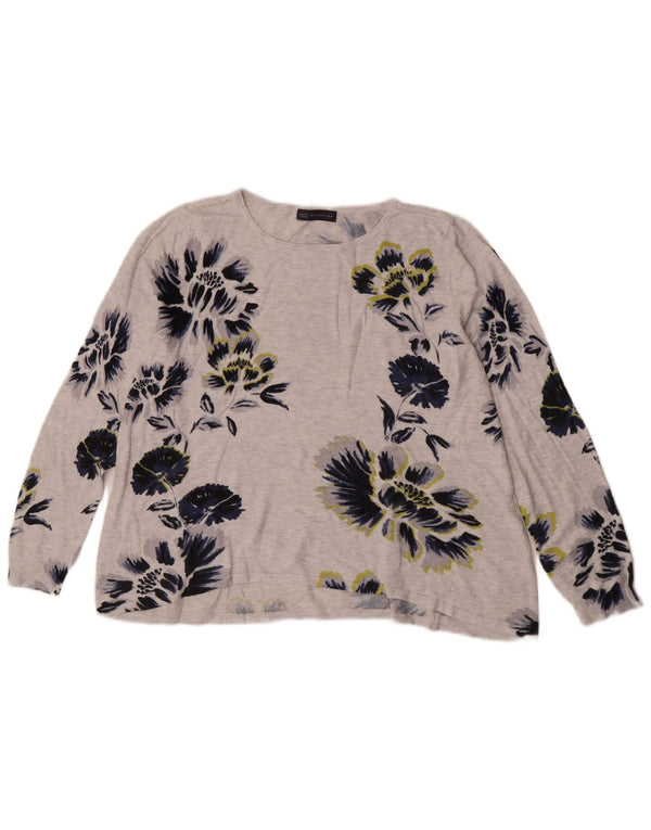 Marks & Spencer Haut à manches longues pour femme UK 18 XL Gris Floral Viscose