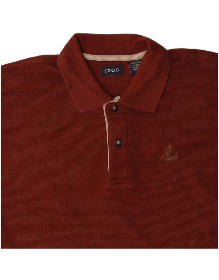 IZOD Pull à col polo pour homme en coton marron grand