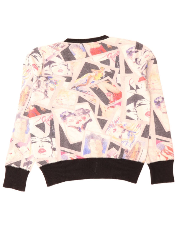 Iceberg Pull court à col en V pour femme IT 46 Large Blanc cassé Colourblock