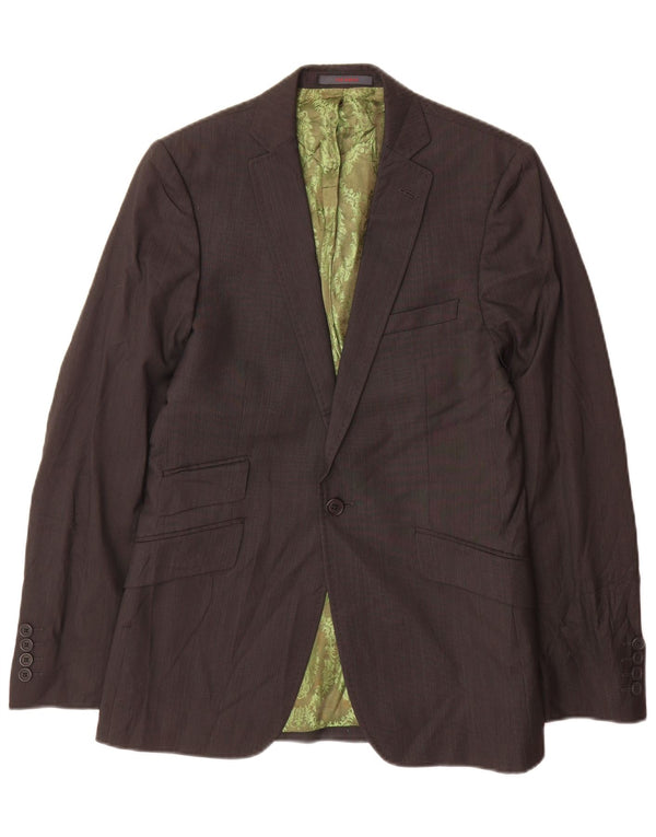 Ted Baker Veste blazer 1 bouton pour homme Taille 38 Laine à fines rayures gris moyen