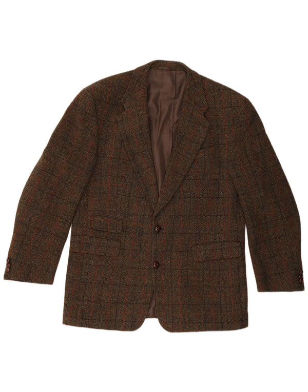 HARRIS TWEED Veste Blazer 2 Boutons Homme IT 54 2XL Marron à Carreaux Laine Vierge