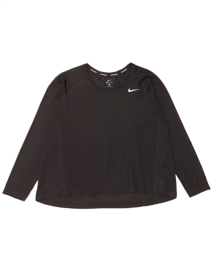 Nike Haut Dri Fit à manches longues pour femme UK 22 3XL Noir Polyester