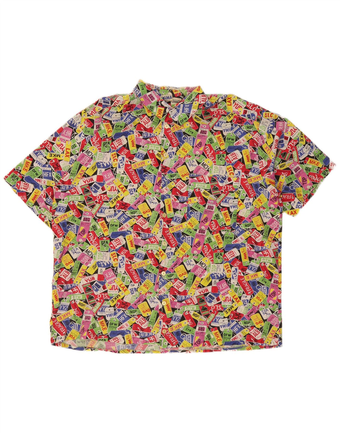 VINTAGE Chemise à manches courtes pour hommes à motif abstrait 2XL multicolore