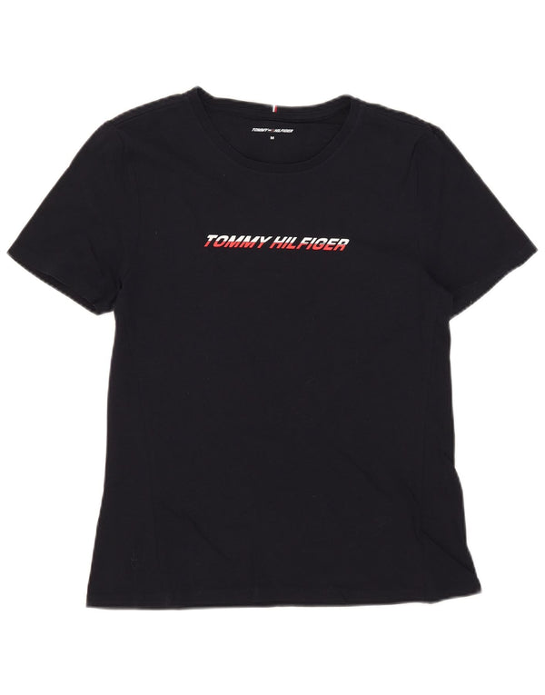 Tommy Hilfiger T-shirt graphique pour femme UK 12 Bleu marine moyen Coton