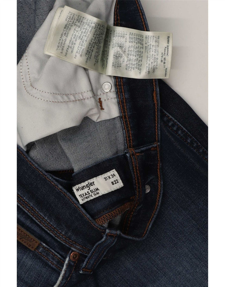 Wrangler Jean Slim Texas Vieilli Homme W31 L34 Bleu Coton