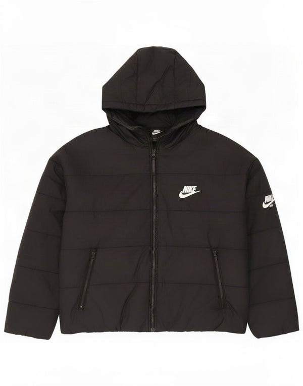 Nike Veste matelassée à capuche surdimensionnée pour femme UK 16 Large Noir