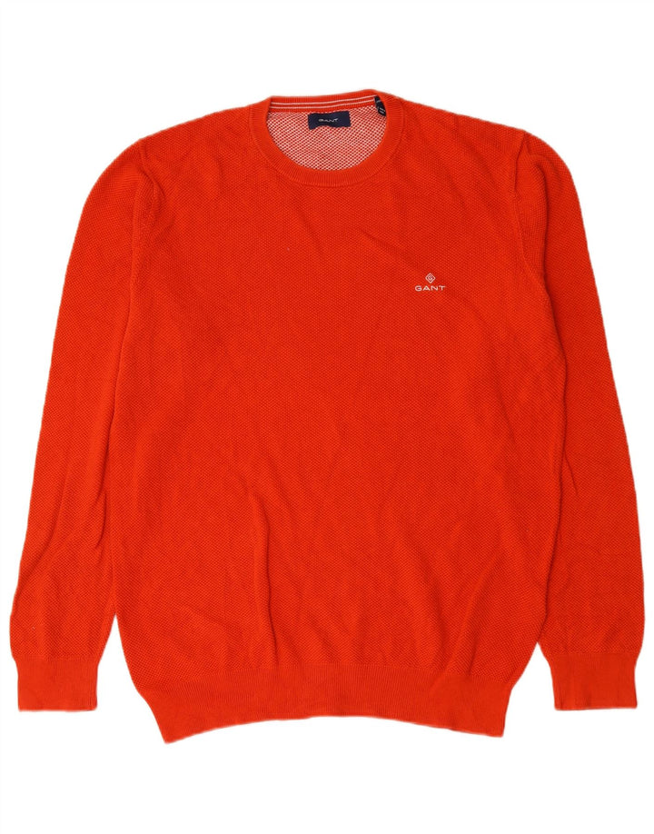 Gant Pull à col rond pour homme en coton orange Large