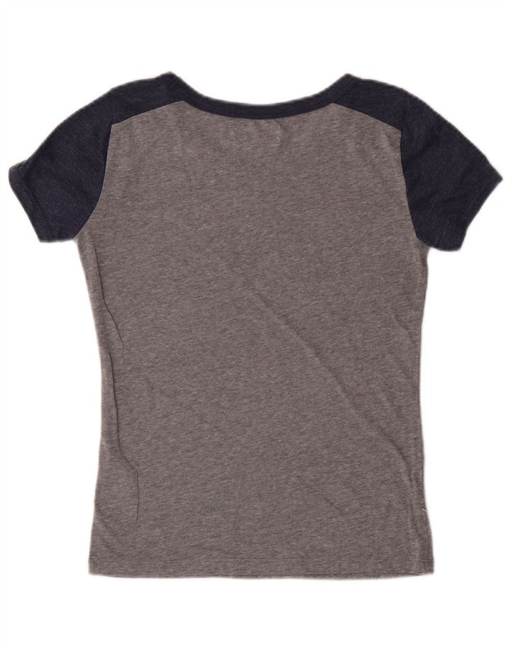 HOLLISTER T-shirt graphique pour femme UK 6 XS Gris Colorblock Coton
