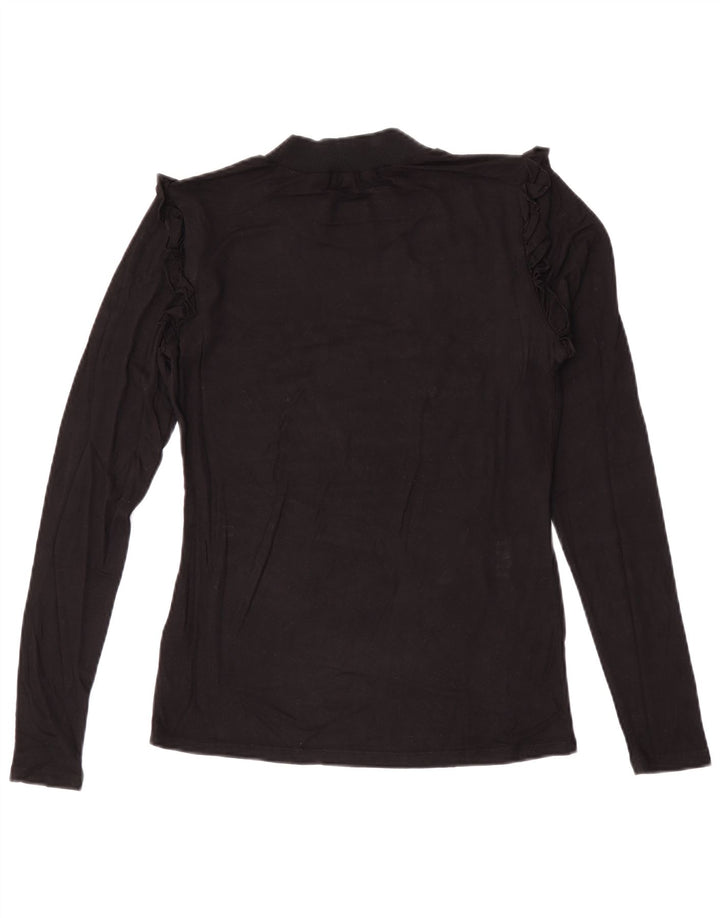 Guess Haut graphique à manches longues pour femme UK 10 Small Noir Viscose