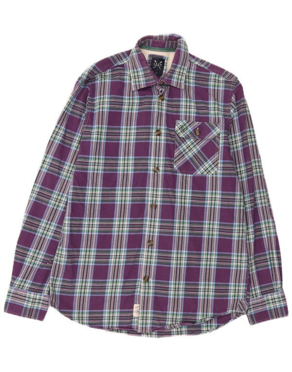 Crew Clothing Chemise classique en flanelle pour homme en coton à carreaux violet