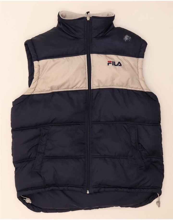 Fila Gilet rembourré pour homme UK 38 Medium Navy Blue Colourblock Polyamide
