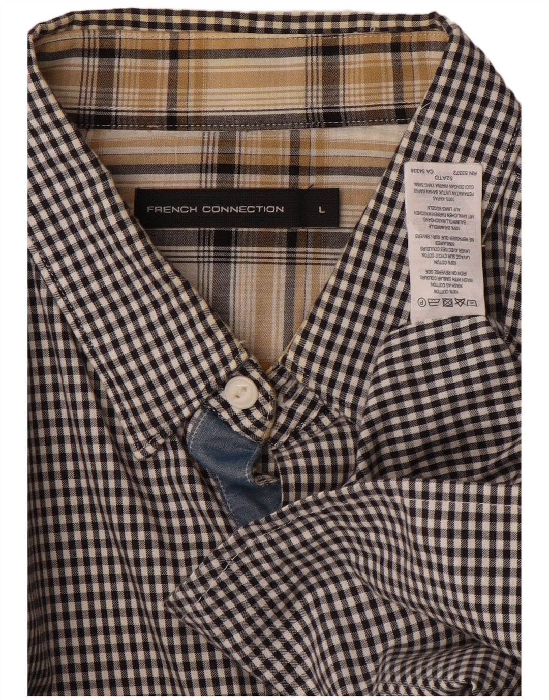 FRENCH CONNECTION Chemise Homme Large Noir Vichy Coton