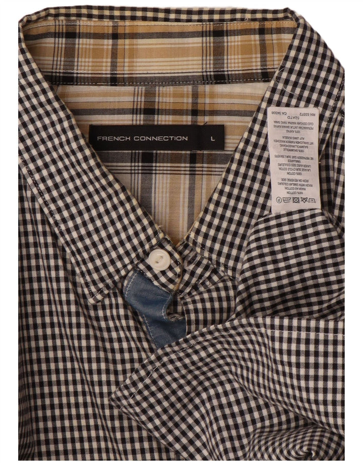 FRENCH CONNECTION Chemise Homme Large Noir Vichy Coton