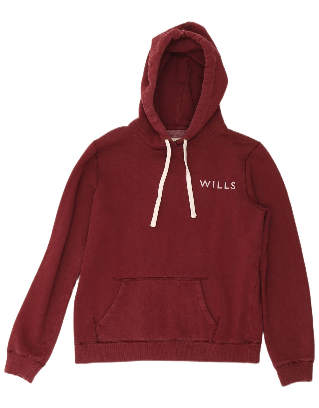 JACK WILLS Pull à capuche graphique pour femme UK 12 en coton bordeaux moyen