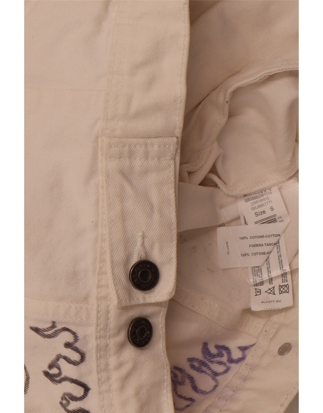 ALCOTT Veste en jean graphique pour femme UK 1O Petit coton blanc