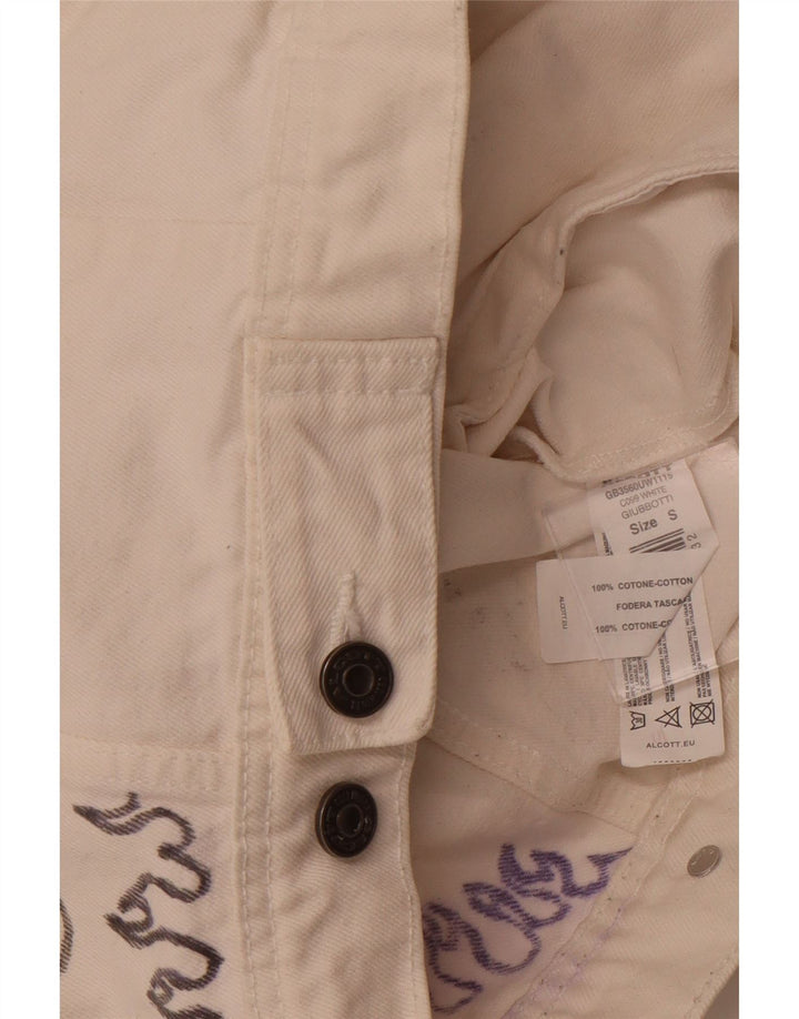 ALCOTT Veste en jean graphique pour femme UK 1O Petit coton blanc
