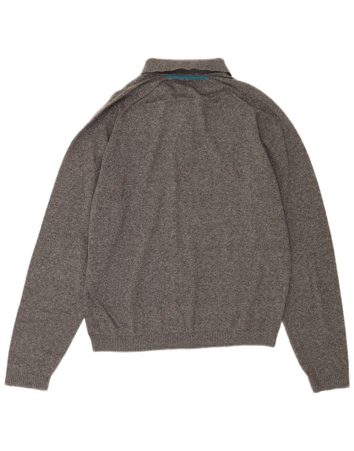 Penguin Pull Col Polo Homme Gris Moyen Moucheté Coton