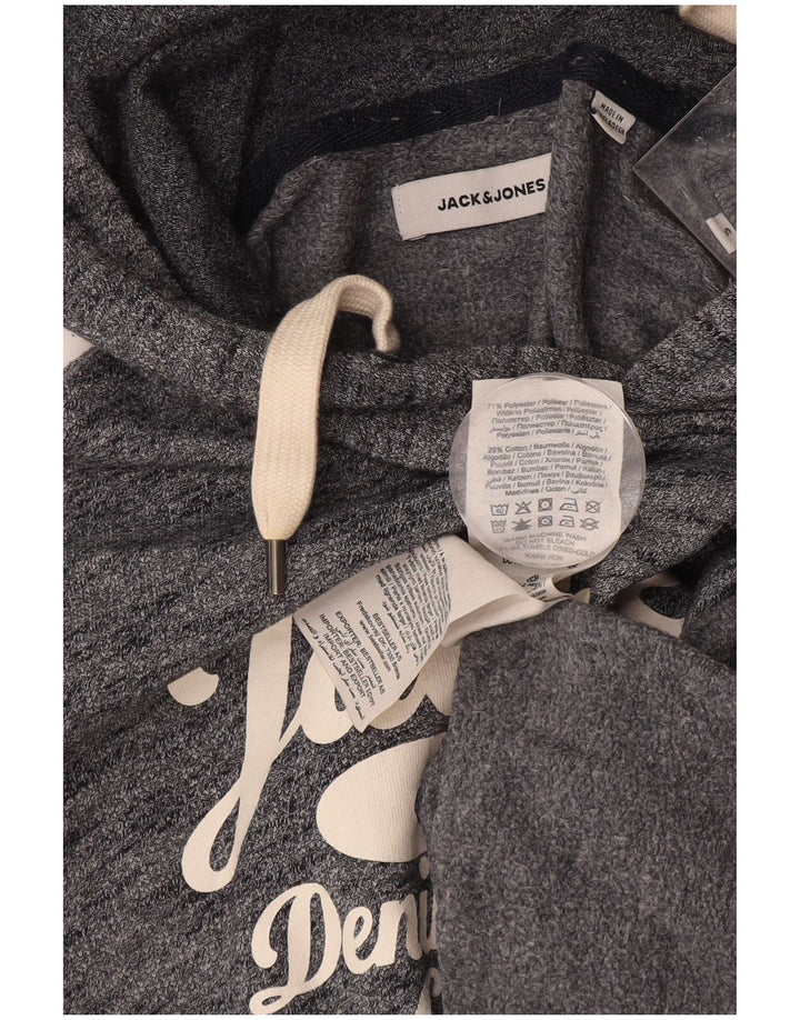 JACK & JONES Pull à capuche graphique pour homme en coton moucheté bleu marine Small