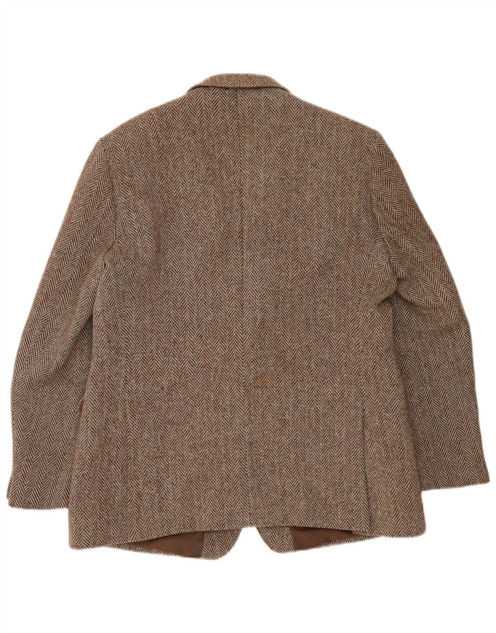Barker Veste blazer à 2 boutons Harris Tweed pour homme UK 46 3XL Marron à chevrons
