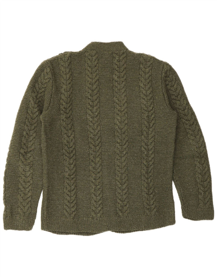 Pull Cardigan Vintage Homme Kaki Moyen