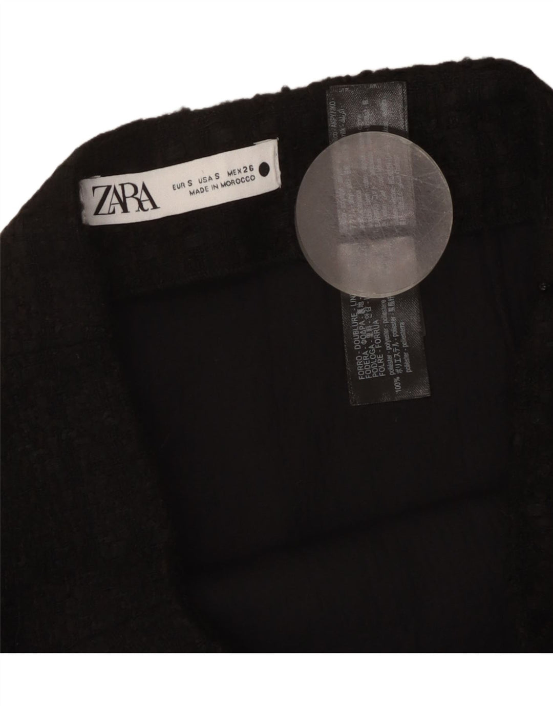 Zara Femme Mini Jupe Petit W26 Acrylique À Carreaux Noir