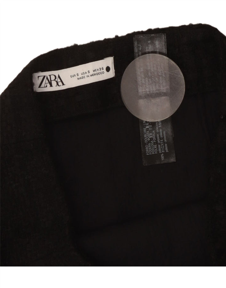 Zara Femme Mini Jupe Petit W26 Acrylique À Carreaux Noir