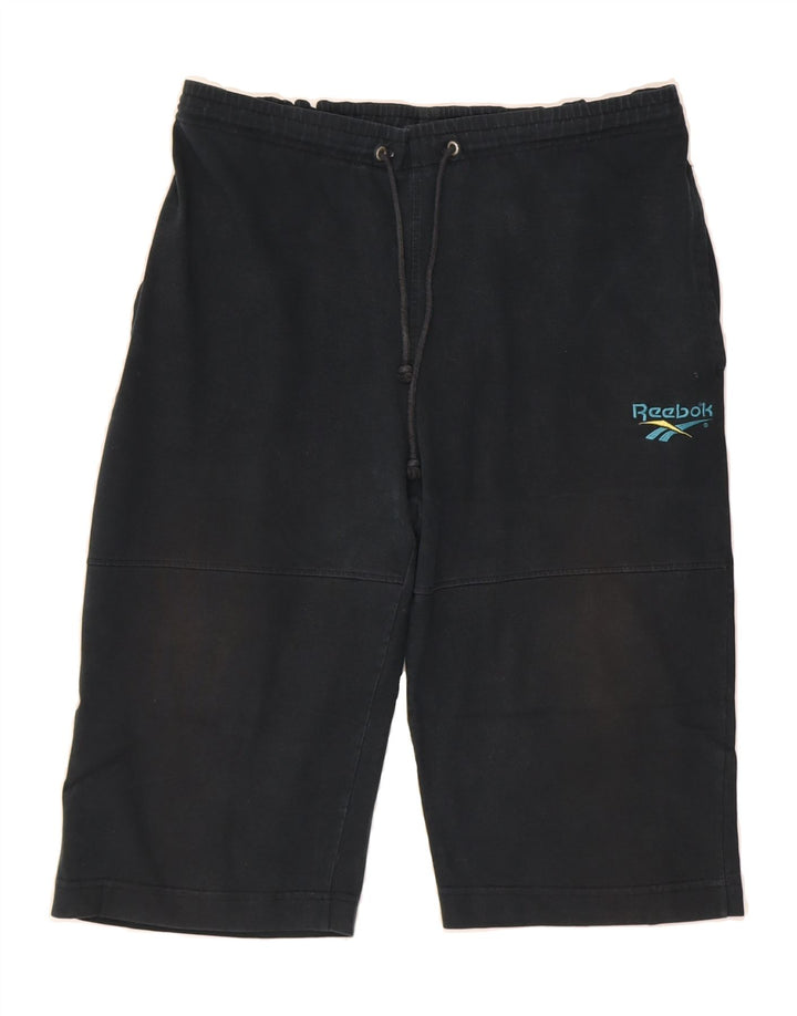 REEBOK Mens Graphic Bermuda Sport Shorts Medium  Black Cotton Vintage Reebok and Second-Hand Reebok from Messina Hembry 