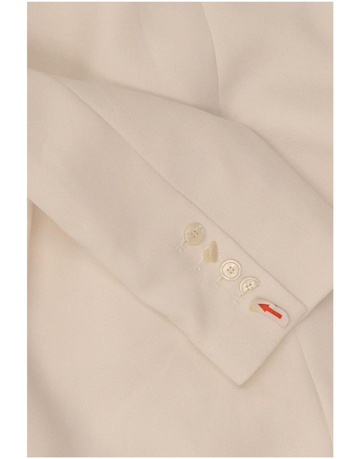 Zara Veste blazer à double boutonnage pour femme UK 14 Polyester blanc moyen