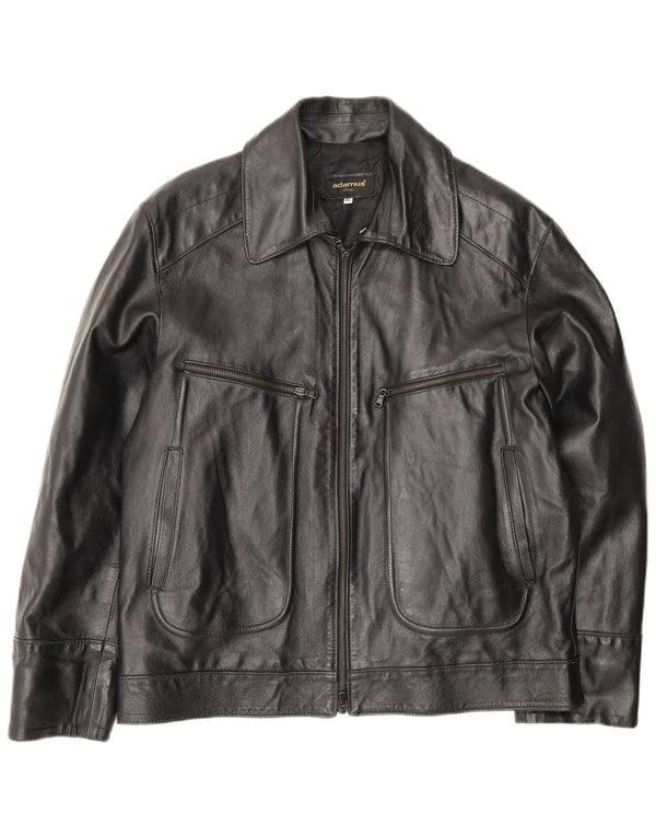 veste en cuir coupe ample femme vintage UK 18 XL cuir noir