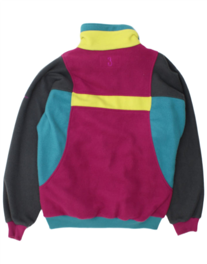 vintage Mens Graphic Fleece Jacket UK 40 Grand Colorblock multicolore