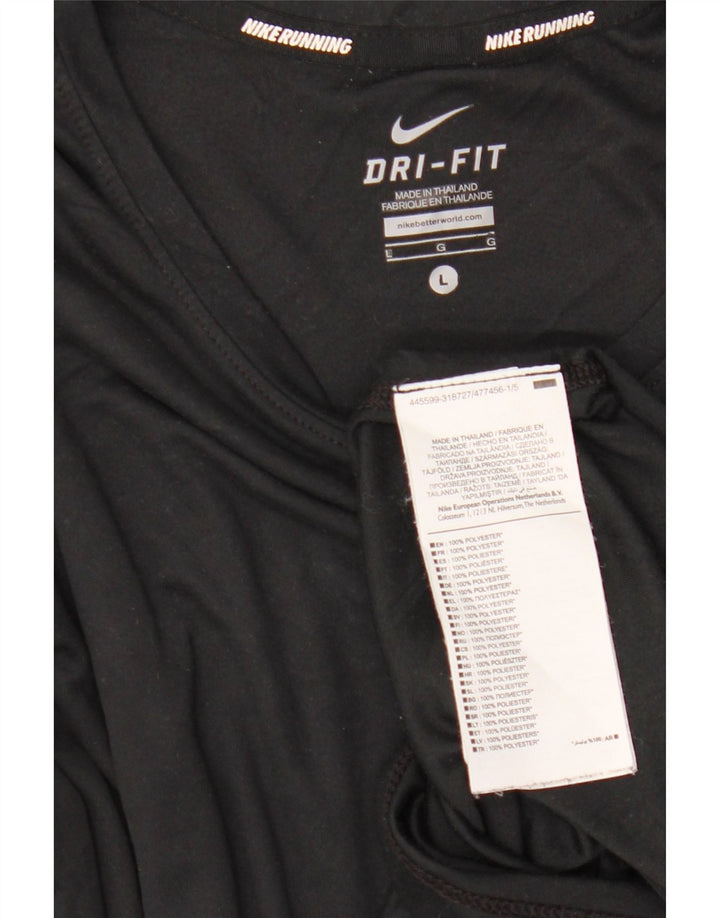 Nike Haut Dri Fit à manches longues pour femme UK 16 Large Noir Polyester