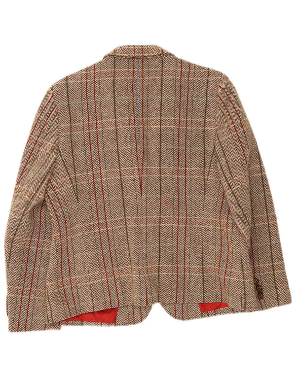 Basler Womens 1 Button Blazer Jacket UK 16 Grand Beige Plaid Laine Vierge