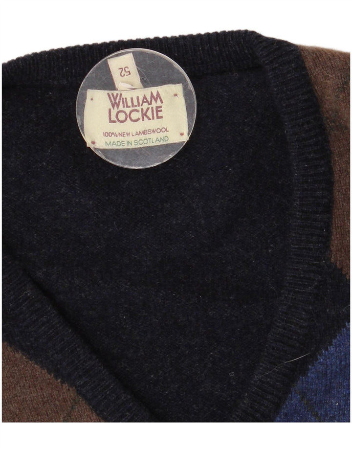 WILLIAM LOCKIE Débardeur Homme IT 52 Large Bleu Marine Laine d'Agneau