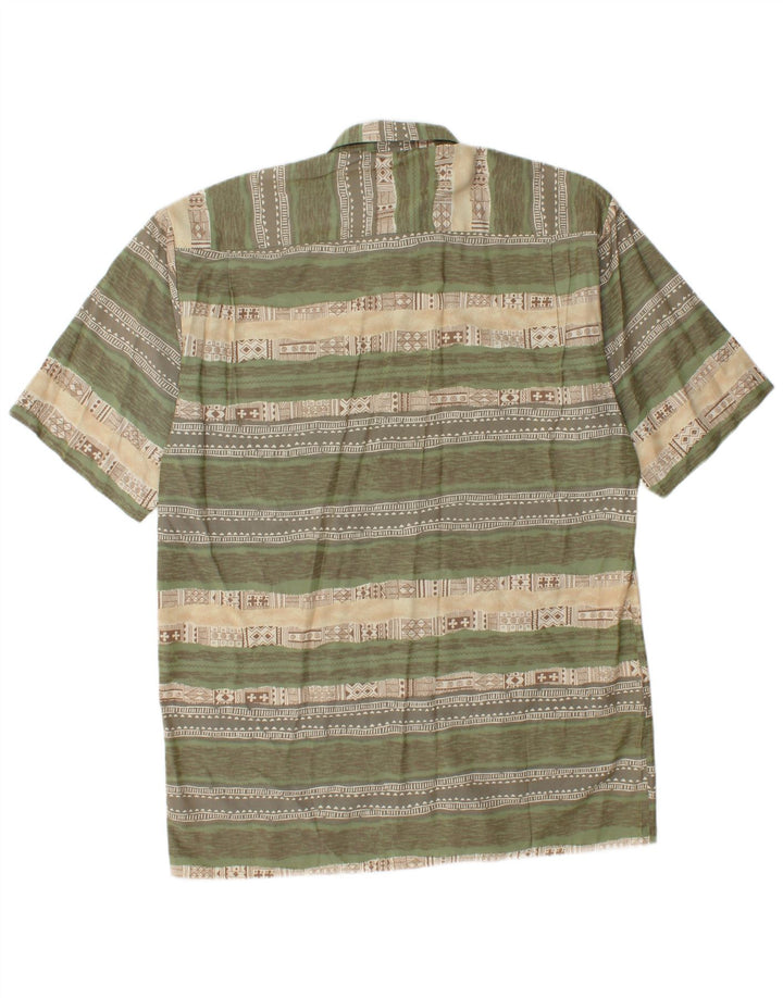 vintage Chemise à manches courtes pour hommes Grande rayée verte