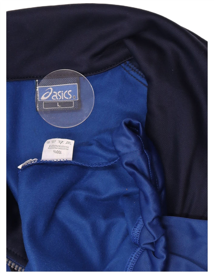 Asics Veste de survêtement graphique pour hommes, grand bleu, polyester color block