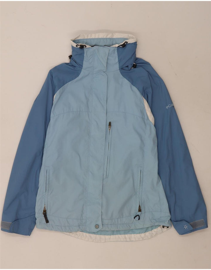 Columbia Veste de pluie surdimensionnée à capuche pour femme UK 10 Small Bleu Colorblock