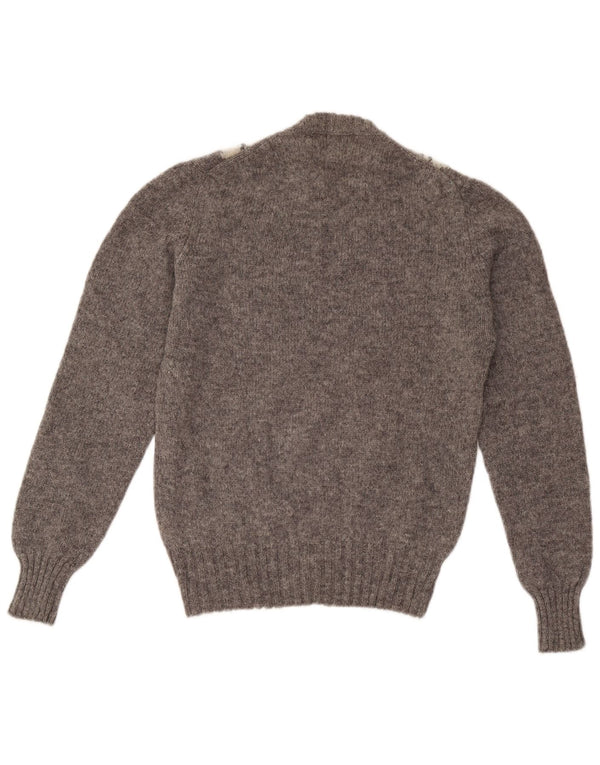 Claudio Pull à col rond pour femme UK 14 Grand Gris Argyle/Diamant