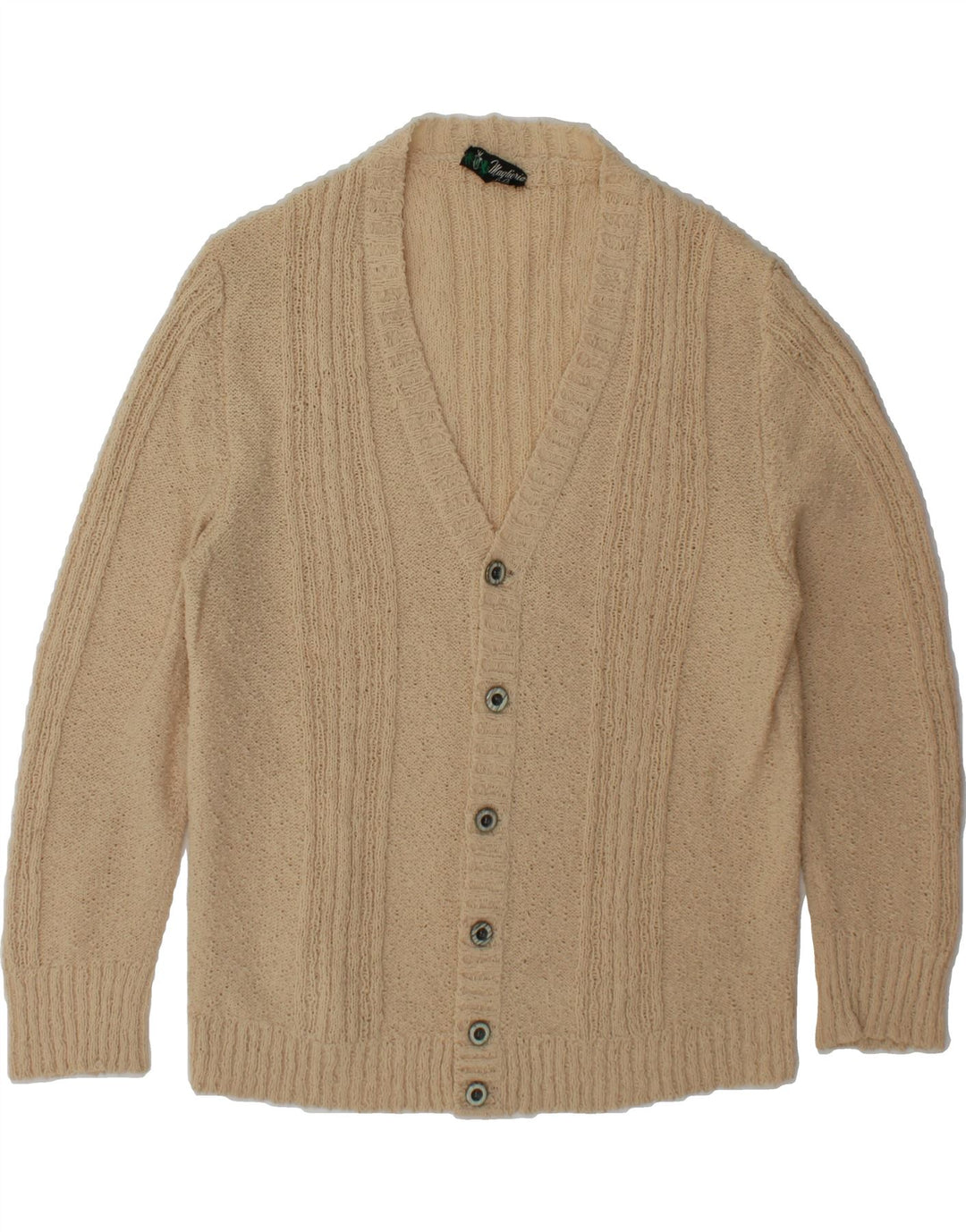 VINTAGE Womens Cardigan Sweater UK 12 Medium Beige Vintage Vintage and Second-Hand Vintage from Messina Hembry 