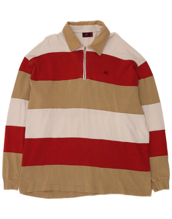 Kappa Polo de rugby à manches longues pour homme 2XL en coton rayé multicolore