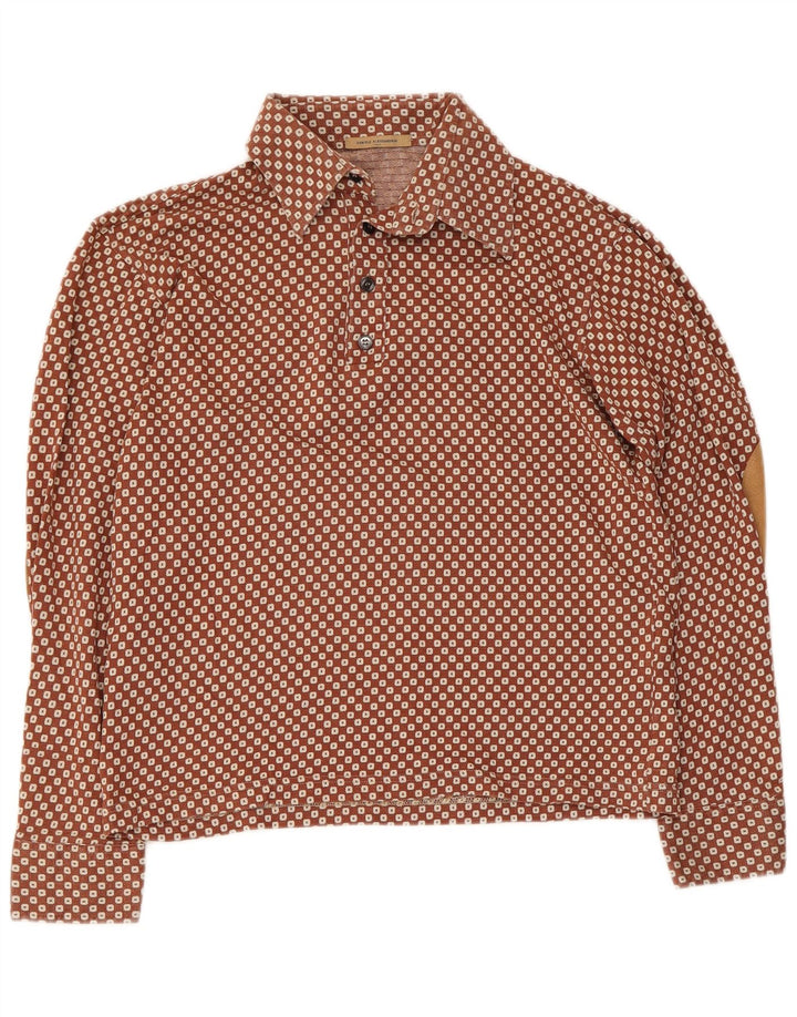 Daniele Alessandrini Chemise pull pour femme UK 16 Large Marron Géométrique