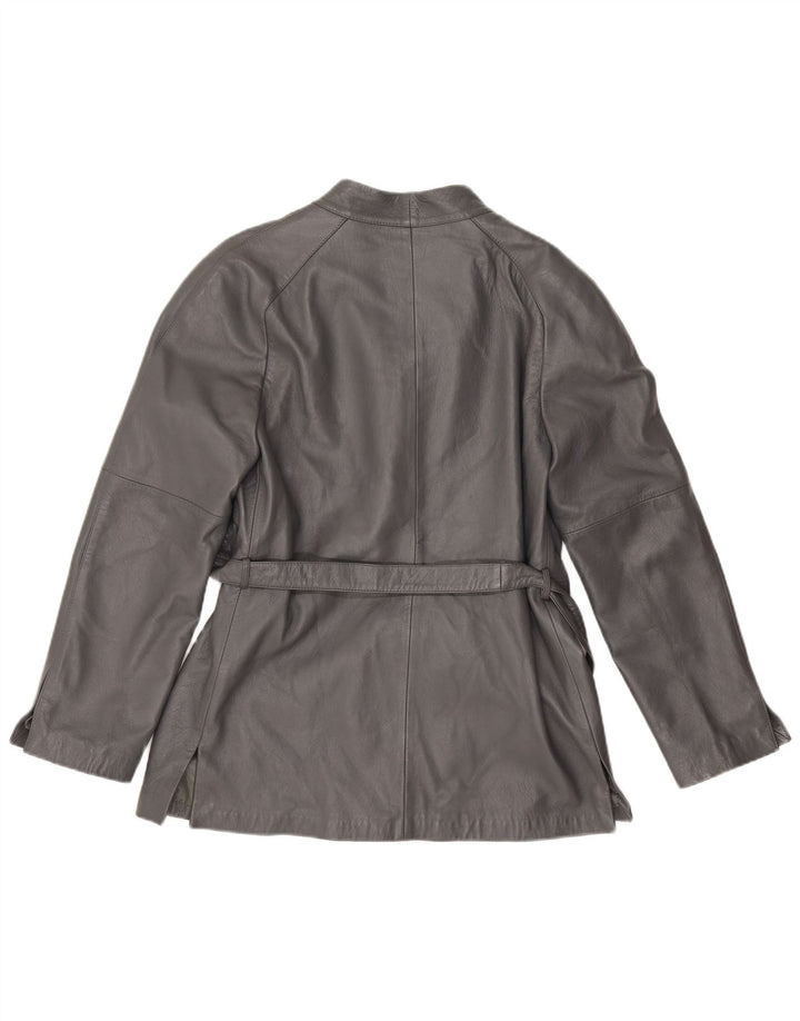 Veste en cuir Wrap femme vintage IT 46 Grand cuir gris
