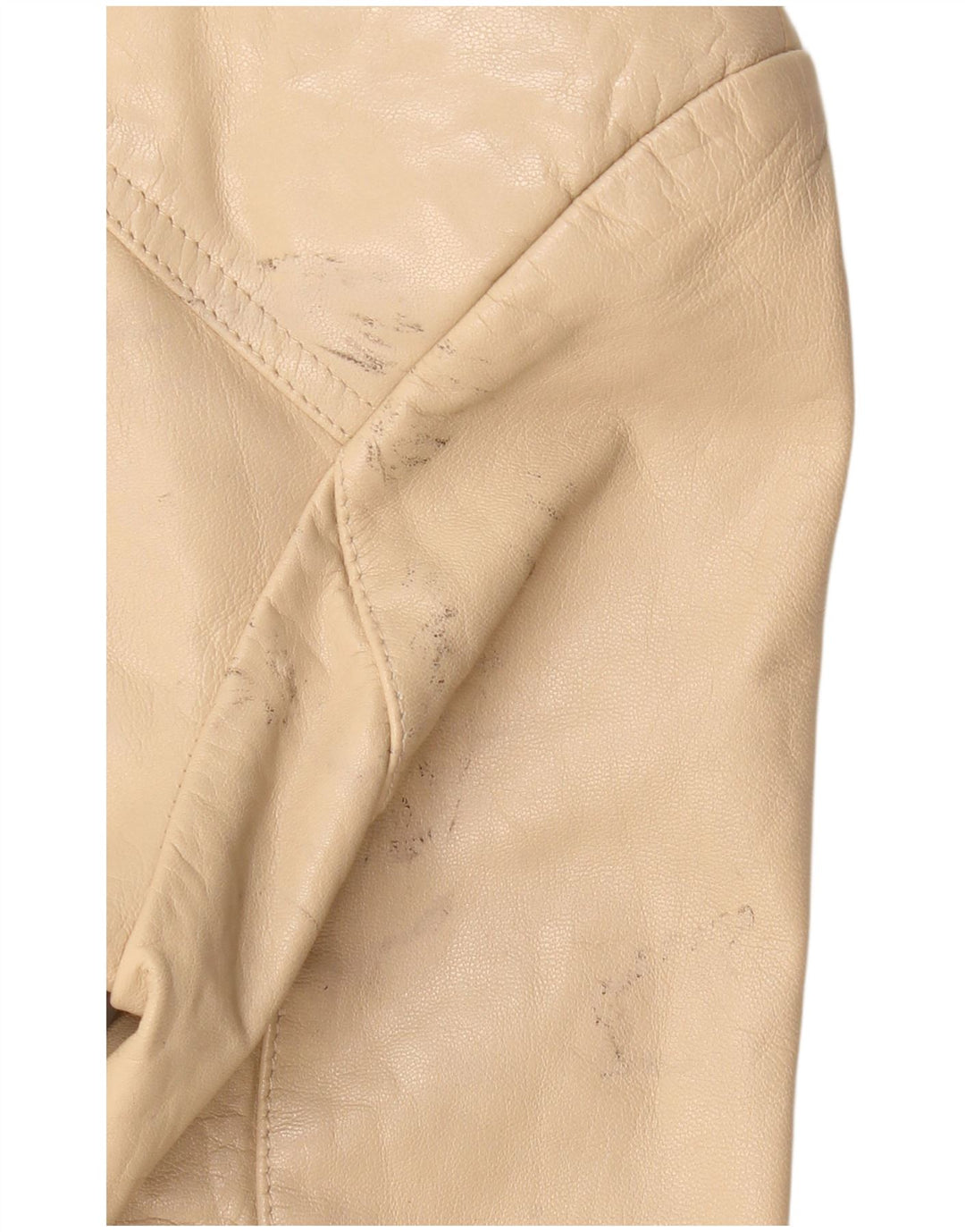 VINTAGE Veste blazer en cuir à 4 boutons pour femme IT 36 XS Cuir beige