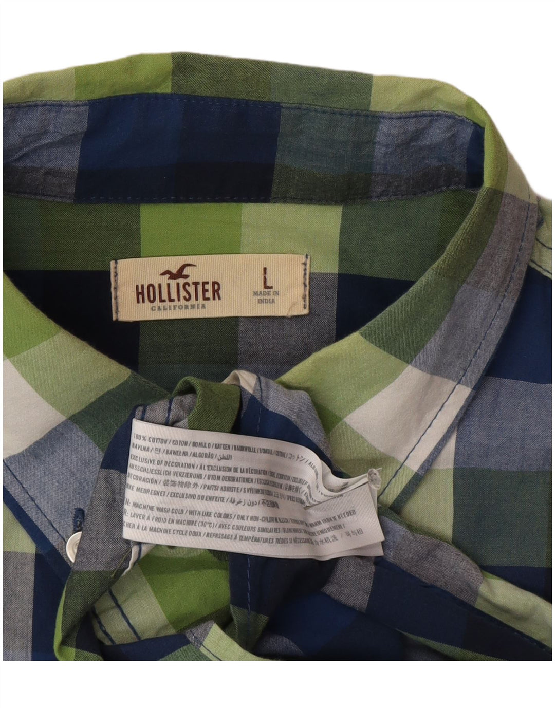 Hollister Chemise Homme Grand Carreau Multicolore Coton
