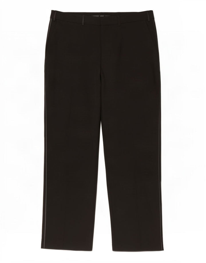 Marks & Spencer Pantalon de Costume Droit Homme W36 L31 Noir Polyester