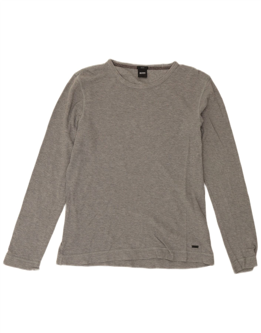 HUGO BOSS Hommes Slim Fit Top Manches Longues Grand Gris Coton