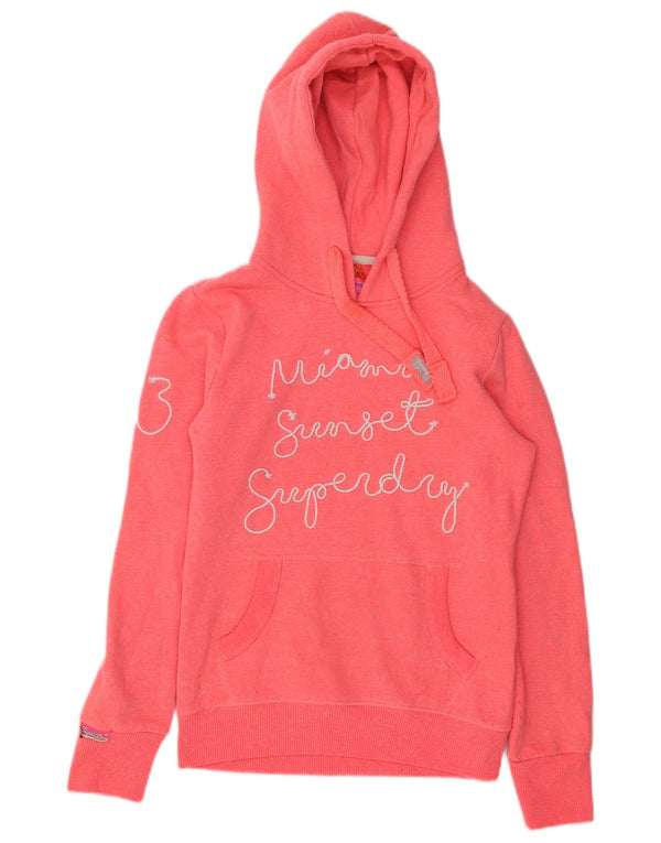 Superdry Pull à capuche surdimensionné graphique pour femme UK 2 2XS Coton rose