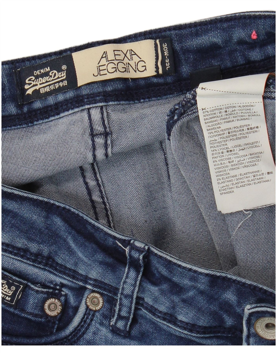 SUPERDRY Femme Alexia Jegging Jean Skinny W30 L32 Bleu Coton