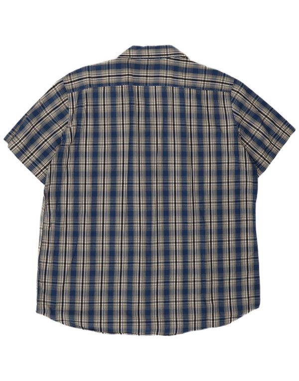 Carrera Chemise à manches courtes pour homme Coupe régulière 2XL Bleu à carreaux en coton