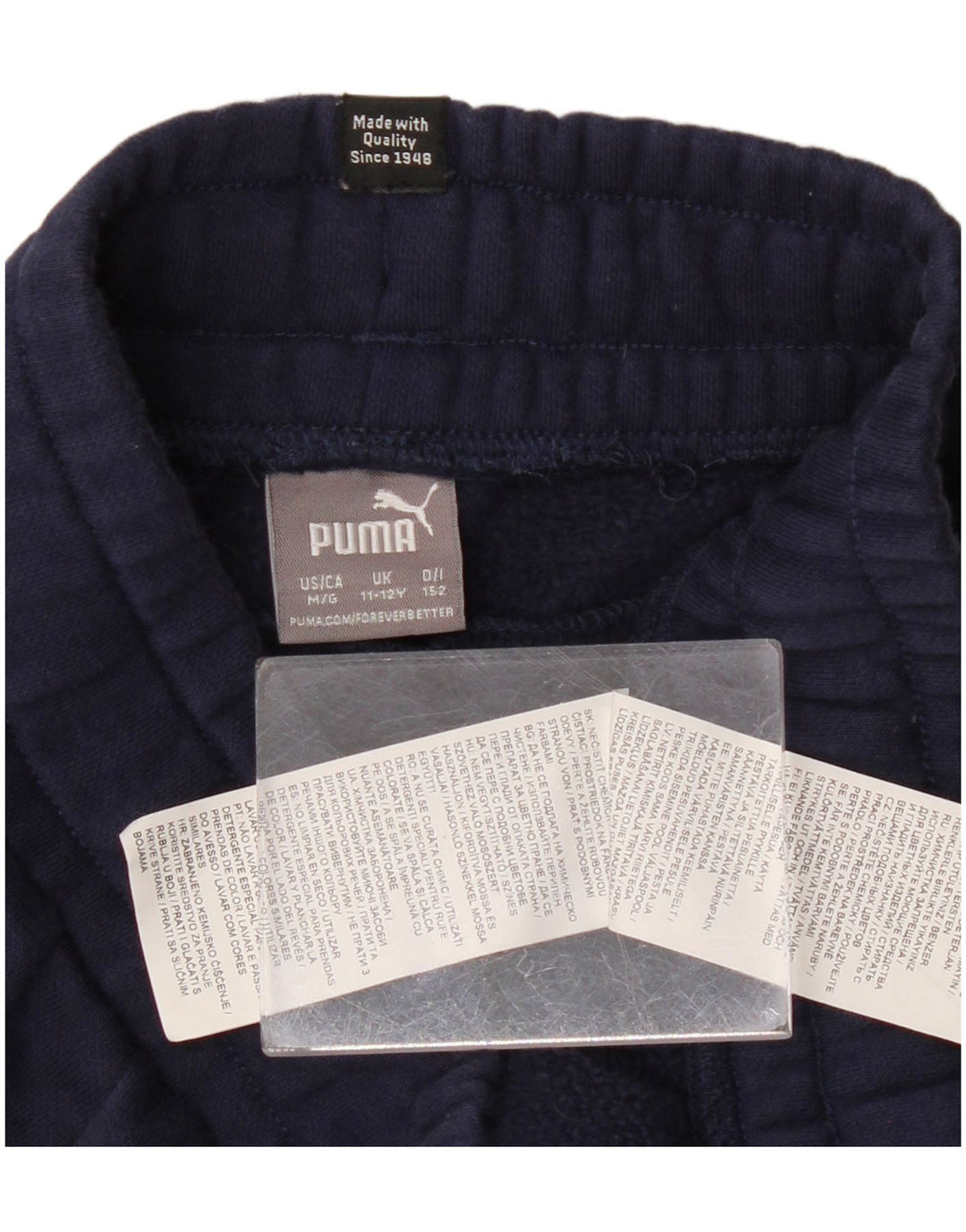 PUMA Pantalon de Survêtement Garçon 11-12 ans Bleu Marine Coton